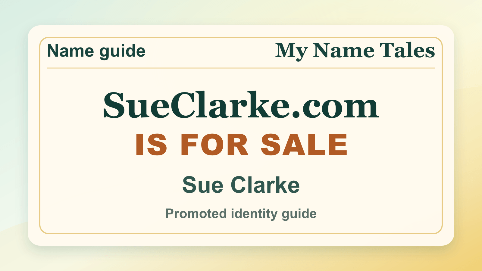 Sue Clarke identity guide image — SueClarke.com is for sale