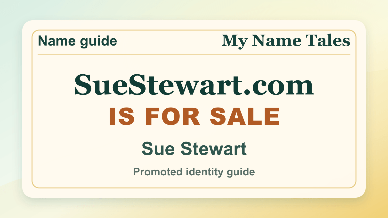 Sue Stewart identity guide image — SueStewart.com is for sale