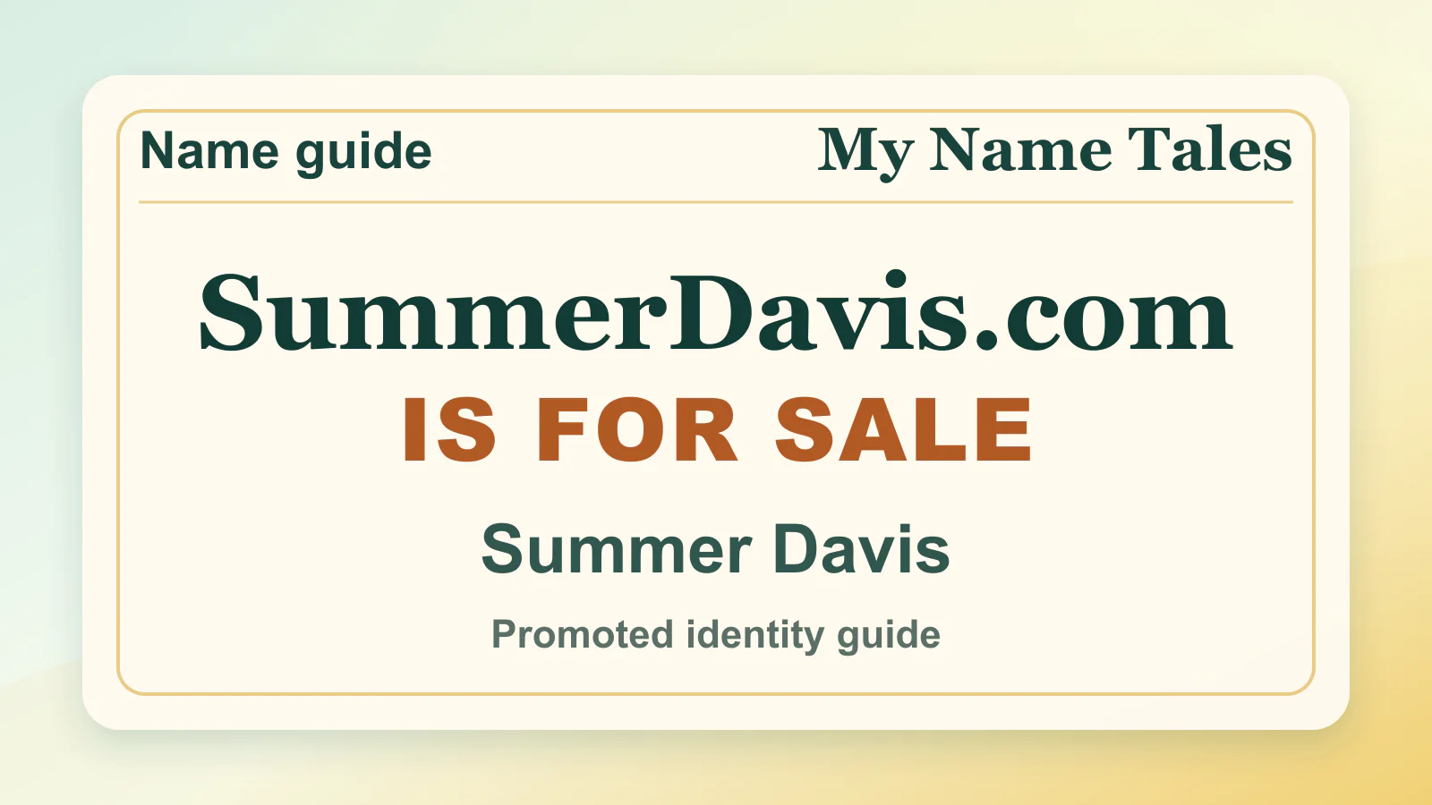 Summer Davis personal name guide thumbnail on My Name Tales