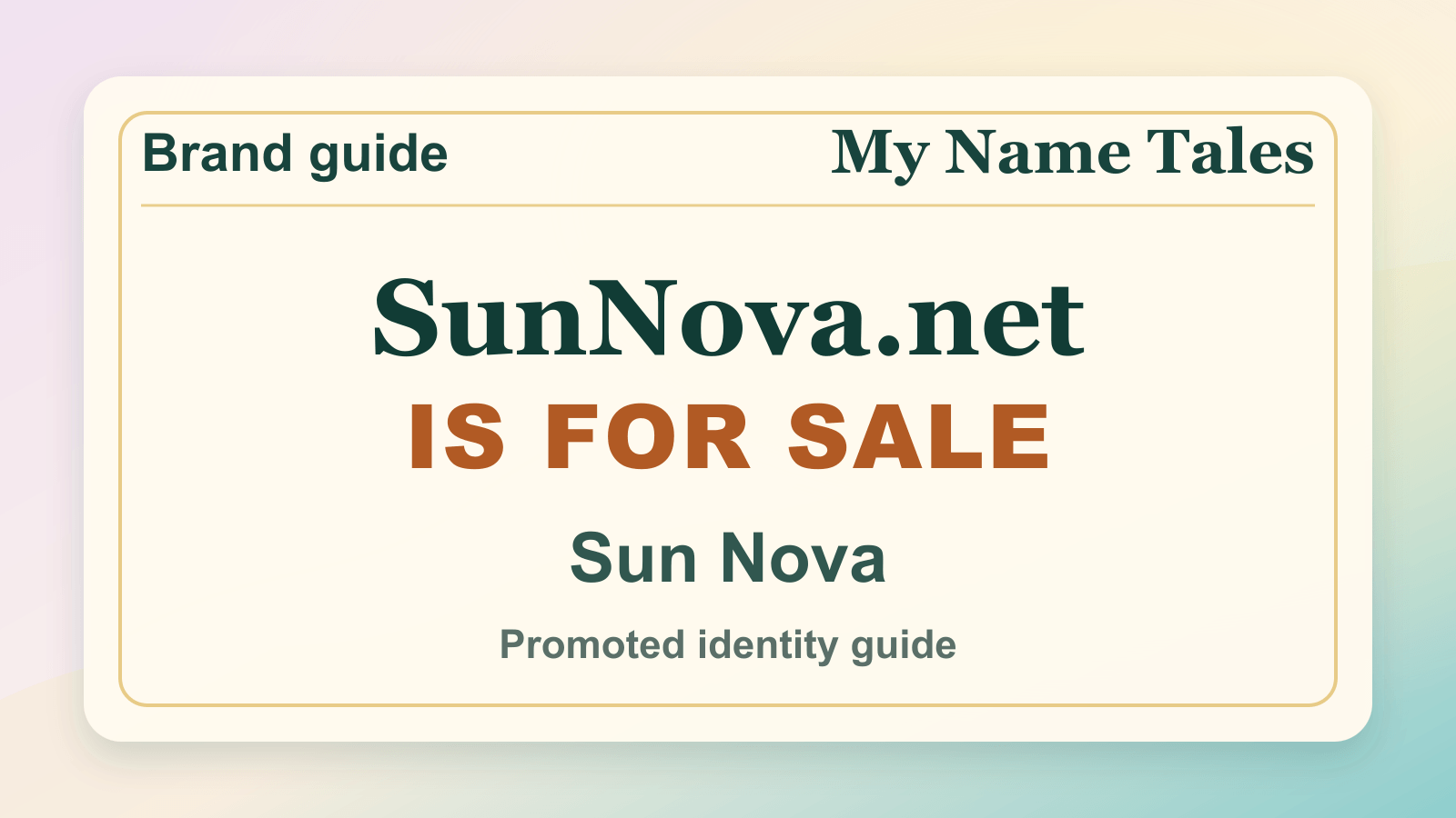 Sun Nova identity guide image — SunNova.net is for sale
