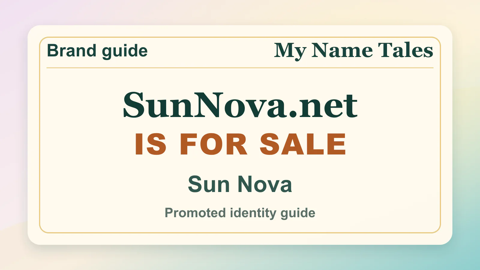 Sun Nova brandable domain guide thumbnail on My Name Tales