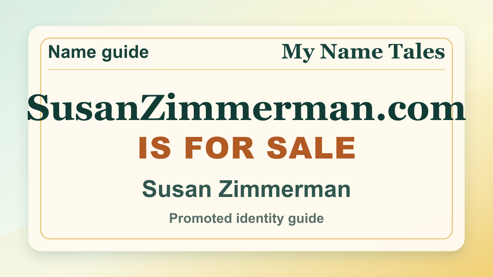 Susan Zimmerman identity guide image — SusanZimmerman.com is for sale