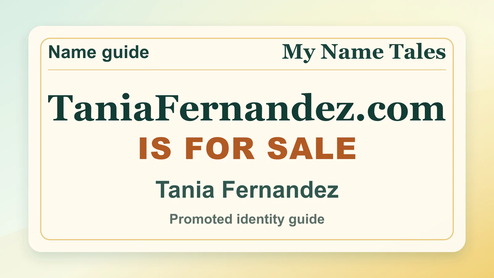 Tania Fernandez personal name guide thumbnail on My Name Tales