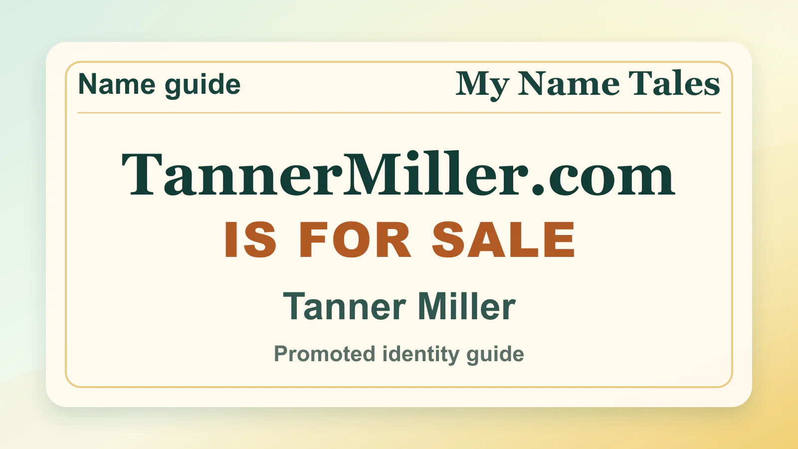 Tanner Miller personal name guide thumbnail on My Name Tales