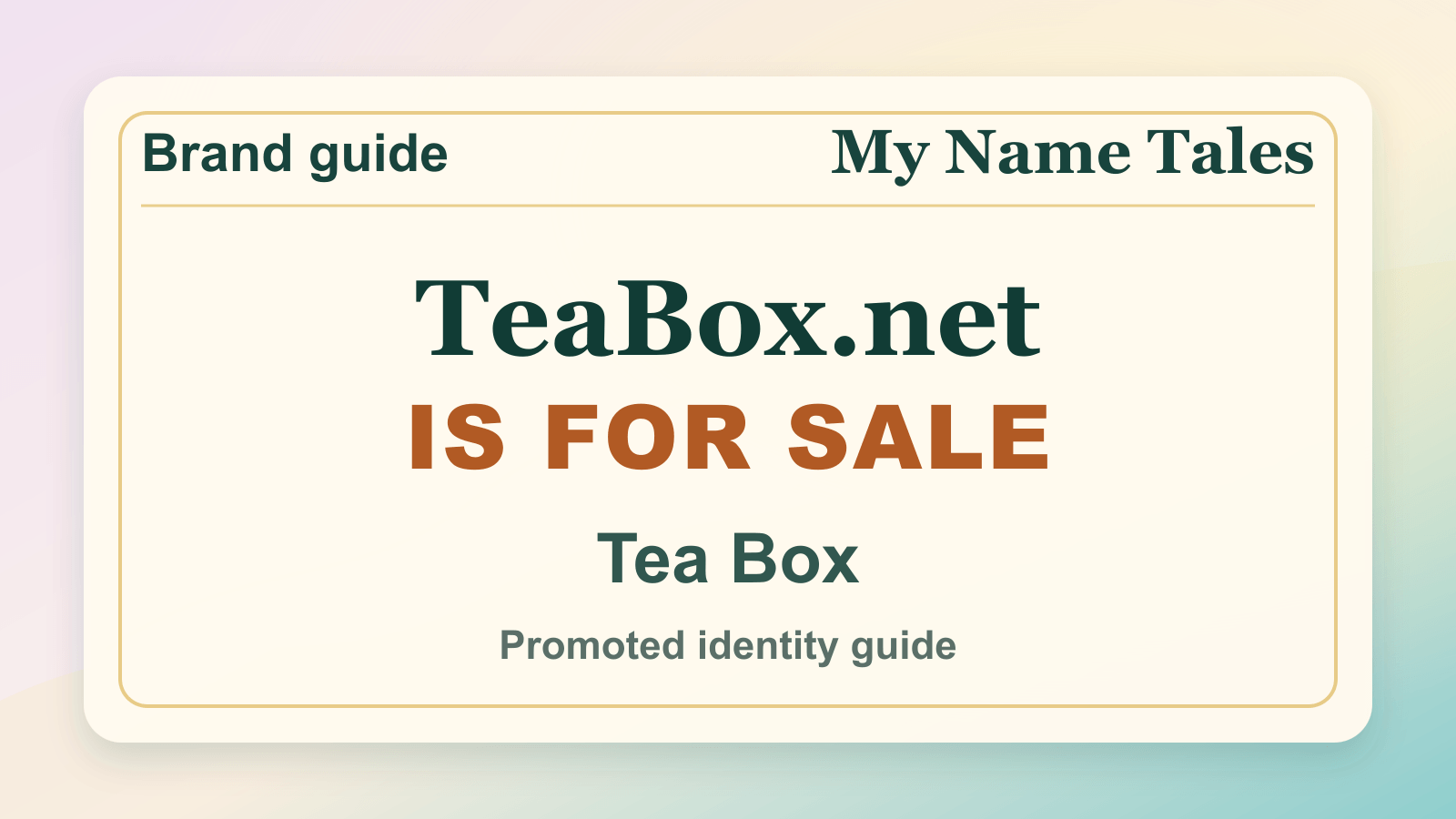 Tea Box identity guide image — TeaBox.net is for sale