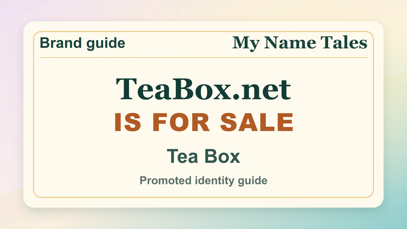 Tea Box brandable domain guide thumbnail on My Name Tales