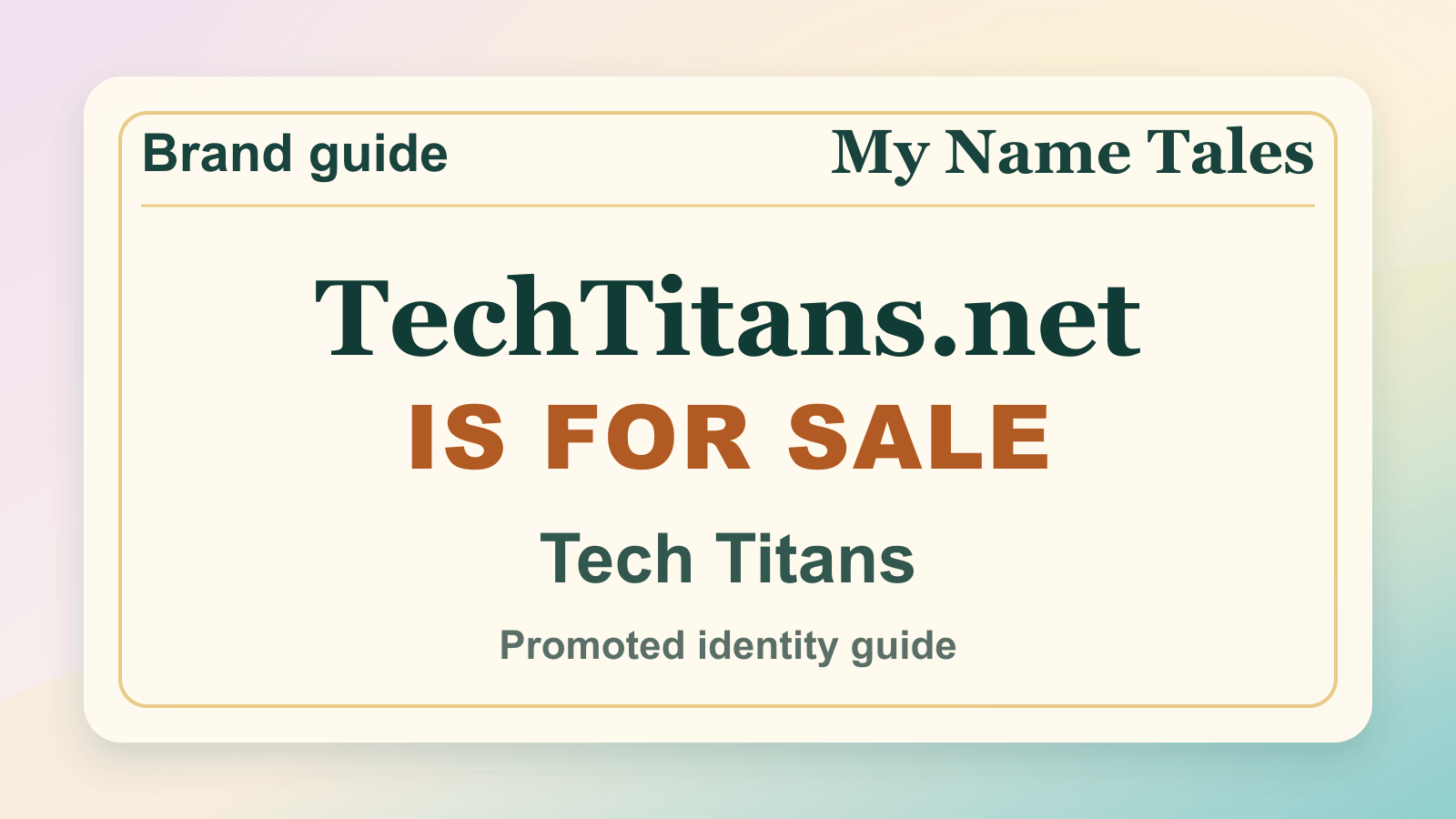 Tech Titans identity guide image — TechTitans.net is for sale