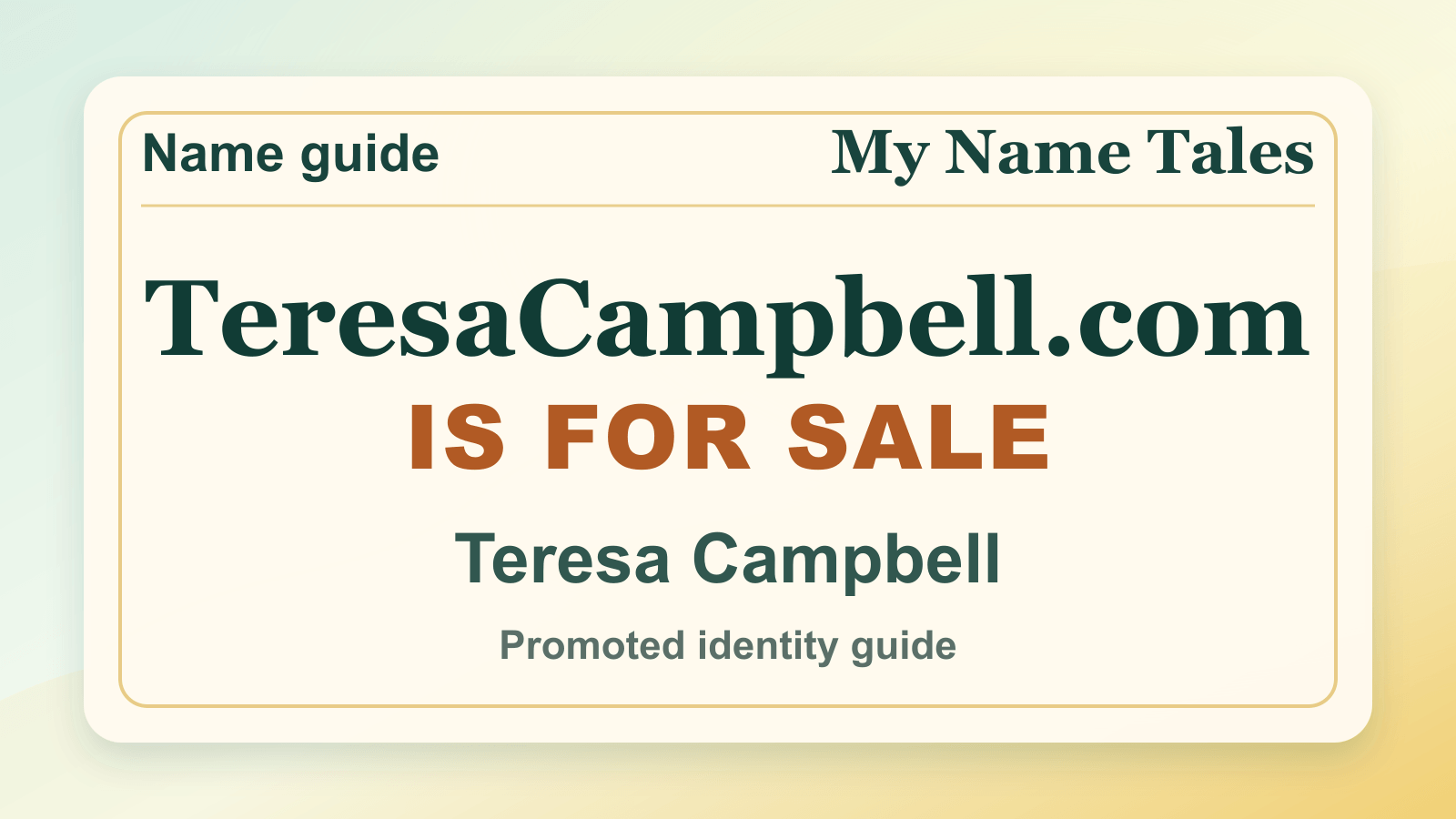Teresa Campbell identity guide image — TeresaCampbell.com is for sale