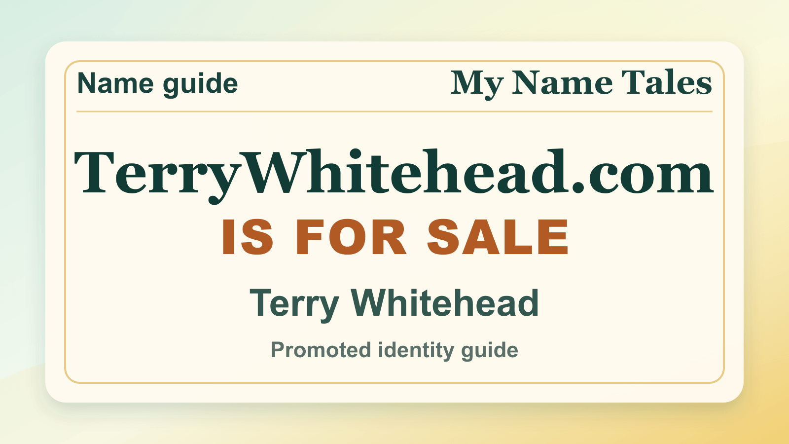Terry Whitehead identity guide image — TerryWhitehead.com is for sale