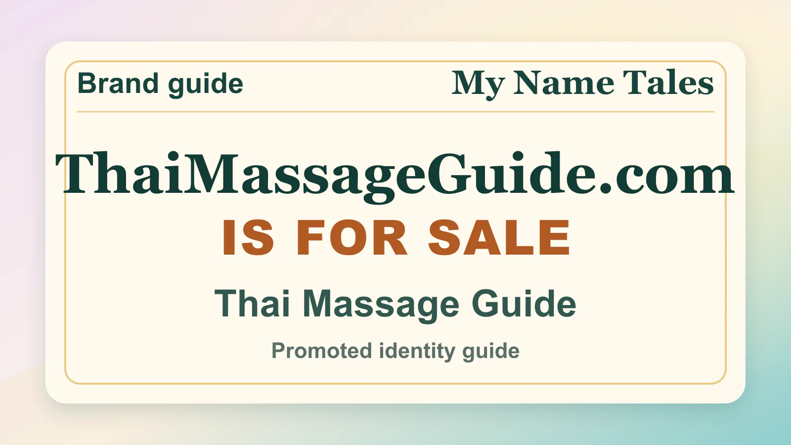 Thai Massage Guide brandable domain guide thumbnail on My Name Tales