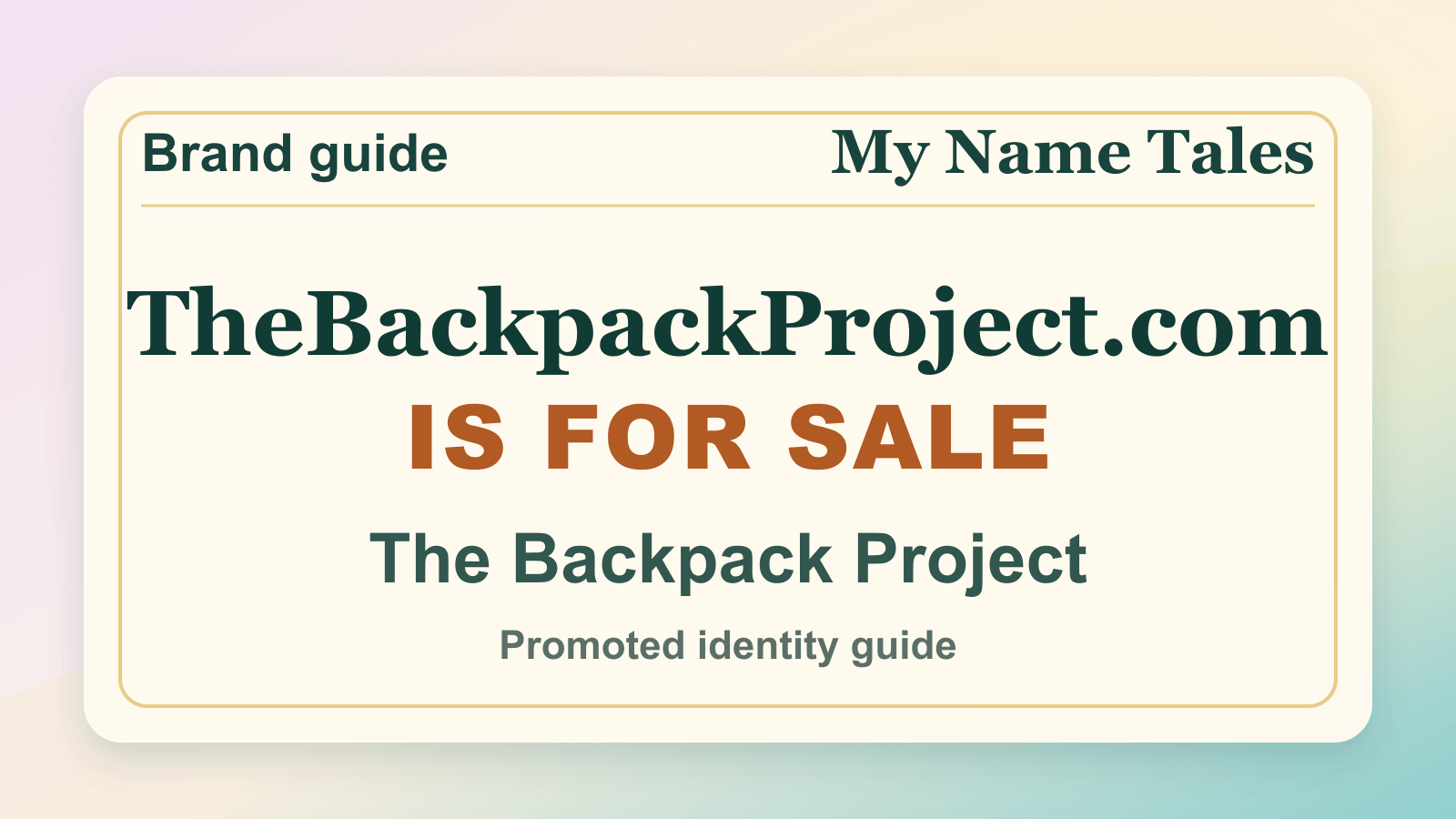 The Backpack Project identity guide image — TheBackpackProject.com is for sale