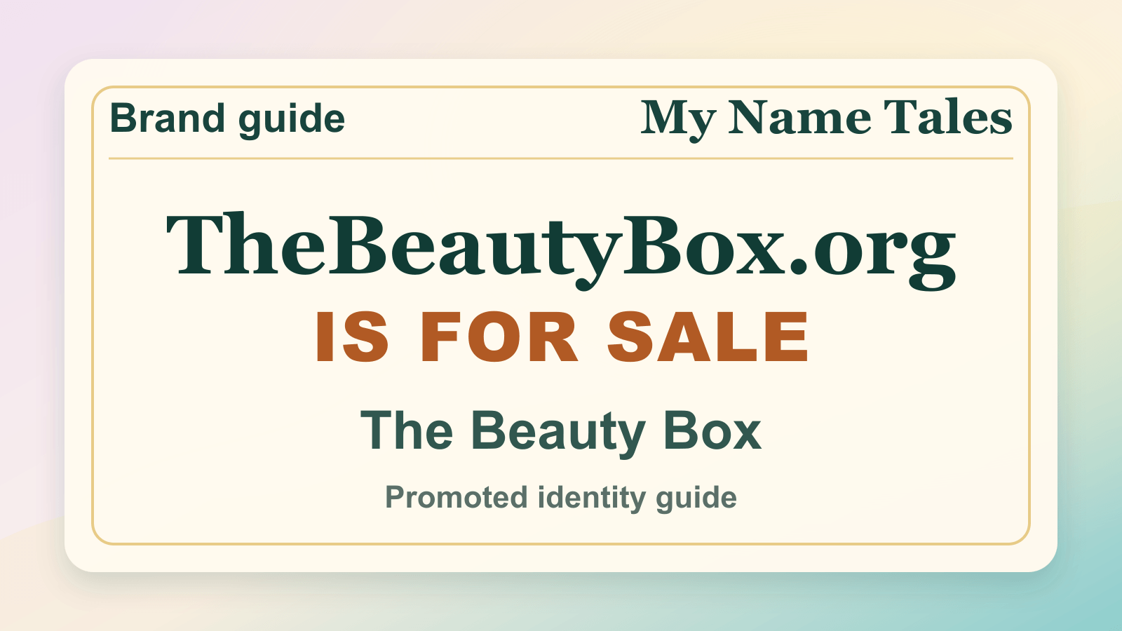 The Beauty Box identity guide image — TheBeautyBox.org is for sale