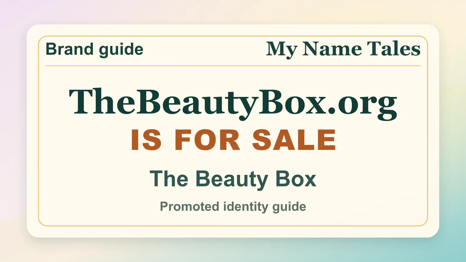 The Beauty Box brandable domain guide thumbnail on My Name Tales