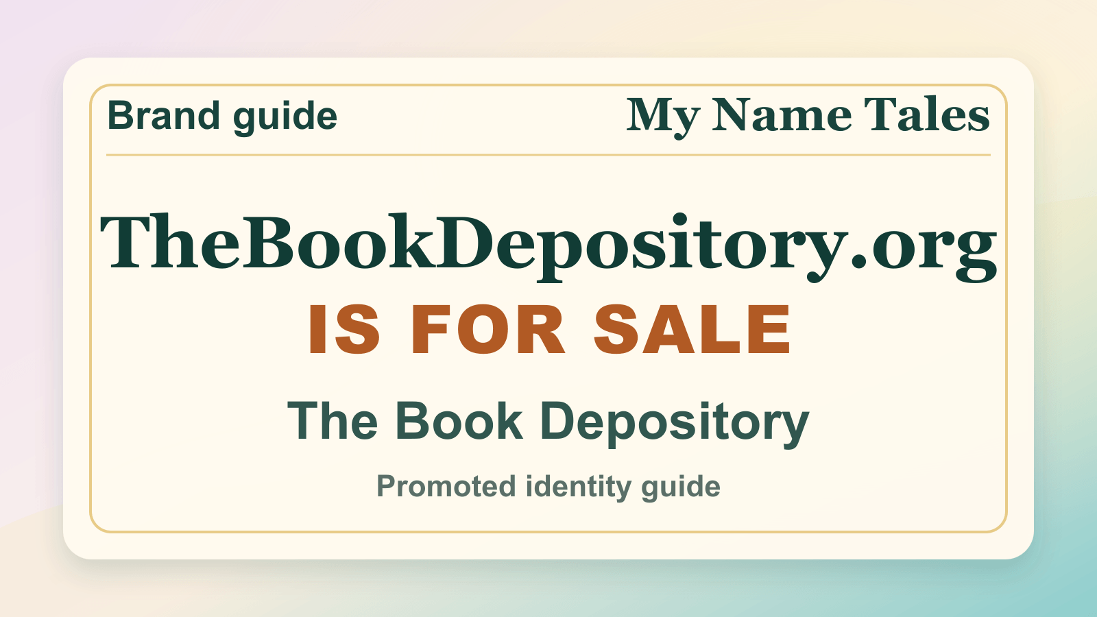 The Book Depository identity guide image — TheBookDepository.org is for sale