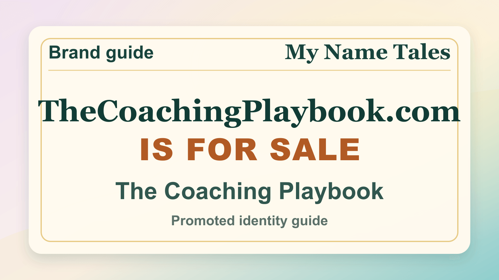 The Coaching Playbook identity guide image — TheCoachingPlaybook.com is for sale