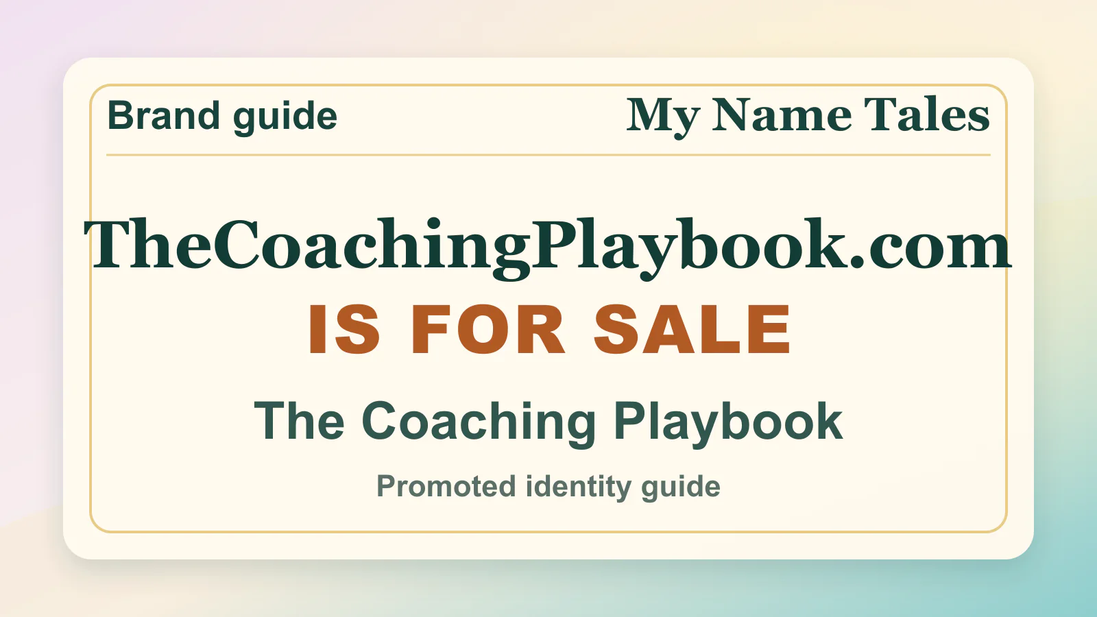 The Coaching Playbook brandable domain guide thumbnail on My Name Tales