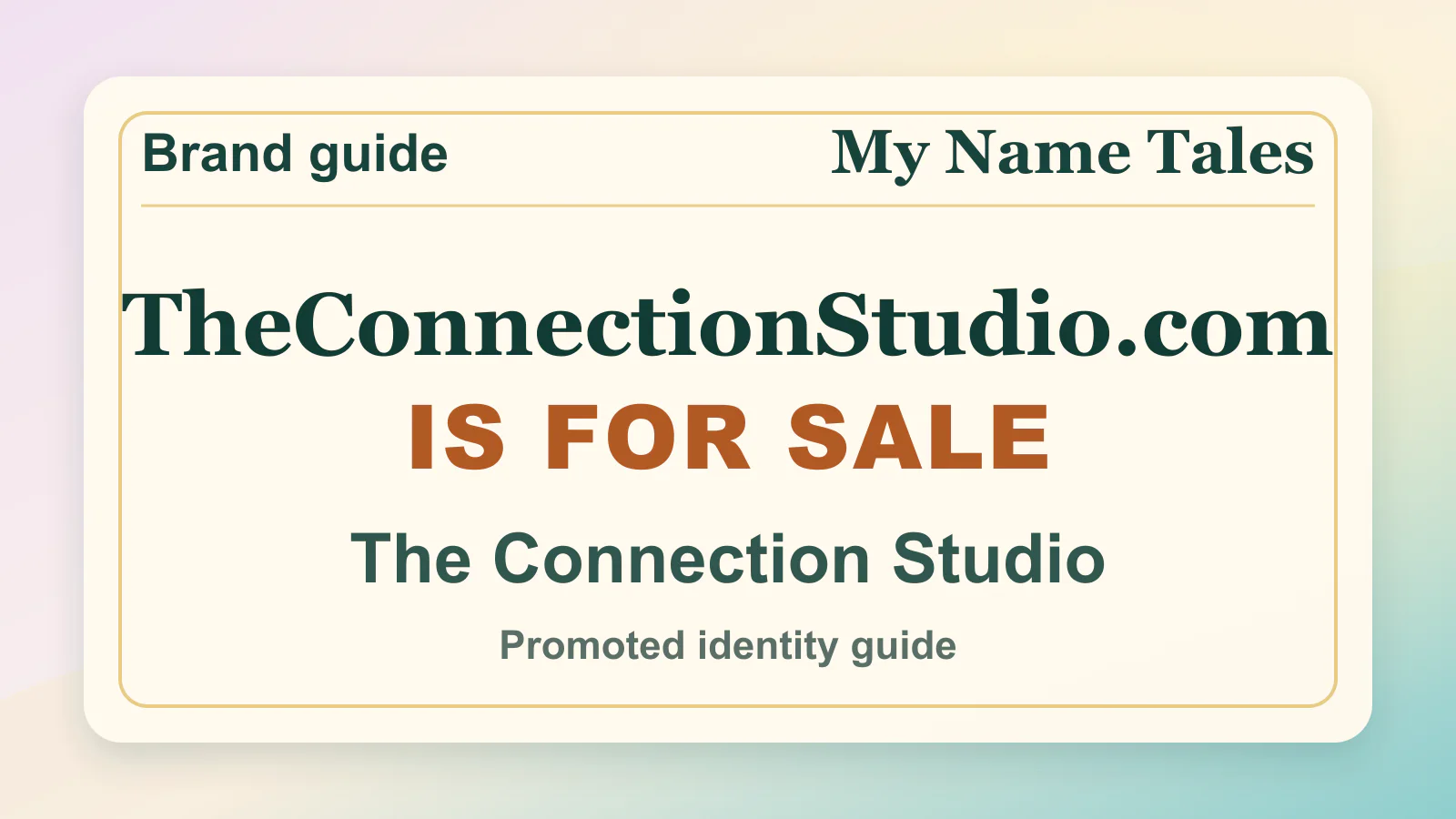 The Connection Studio brandable domain guide thumbnail on My Name Tales