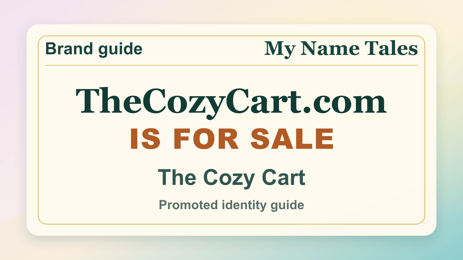 The Cozy Cart identity guide image — TheCozyCart.com is for sale