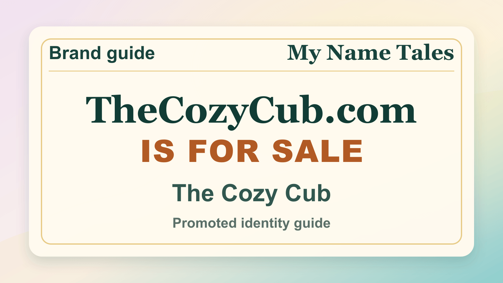 The Cozy Cub identity guide image — TheCozyCub.com is for sale