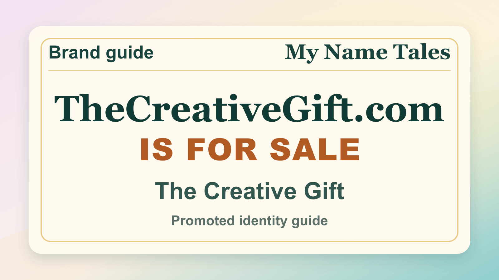 The Creative Gift identity guide image — TheCreativeGift.com is for sale