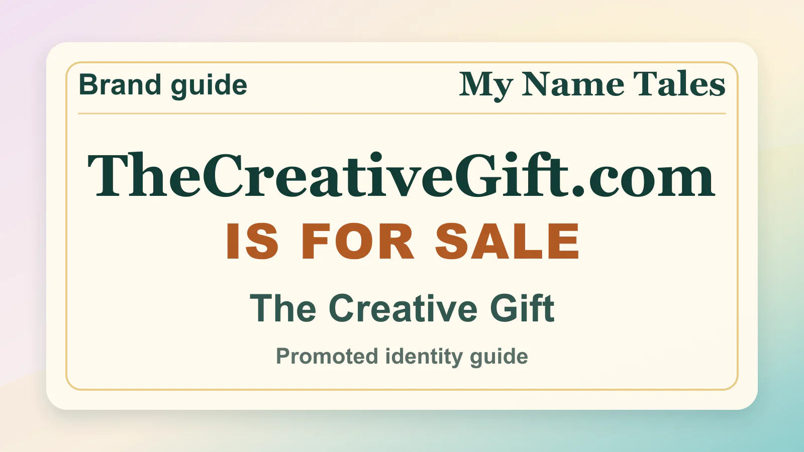 The Creative Gift brandable domain guide thumbnail on My Name Tales