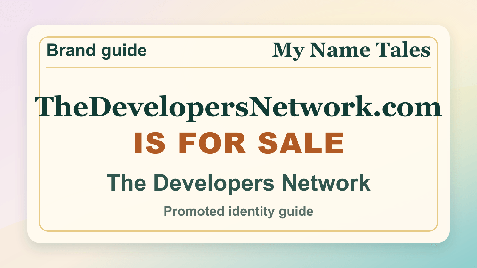 The Developers Network identity guide image — TheDevelopersNetwork.com is for sale
