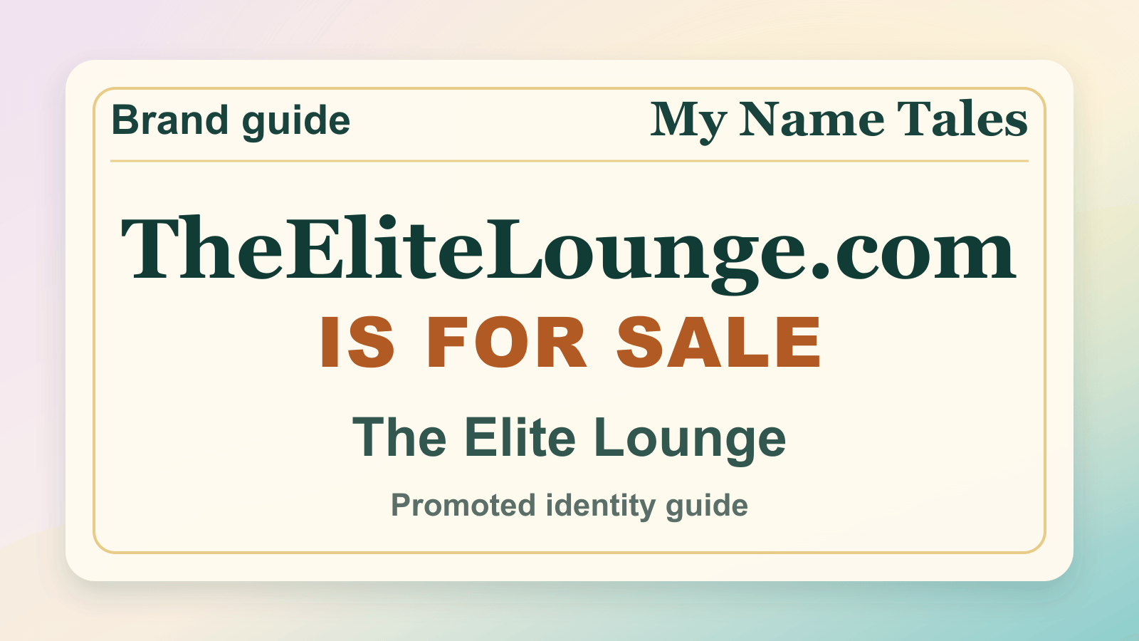 The Elite Lounge identity guide image — TheEliteLounge.com is for sale