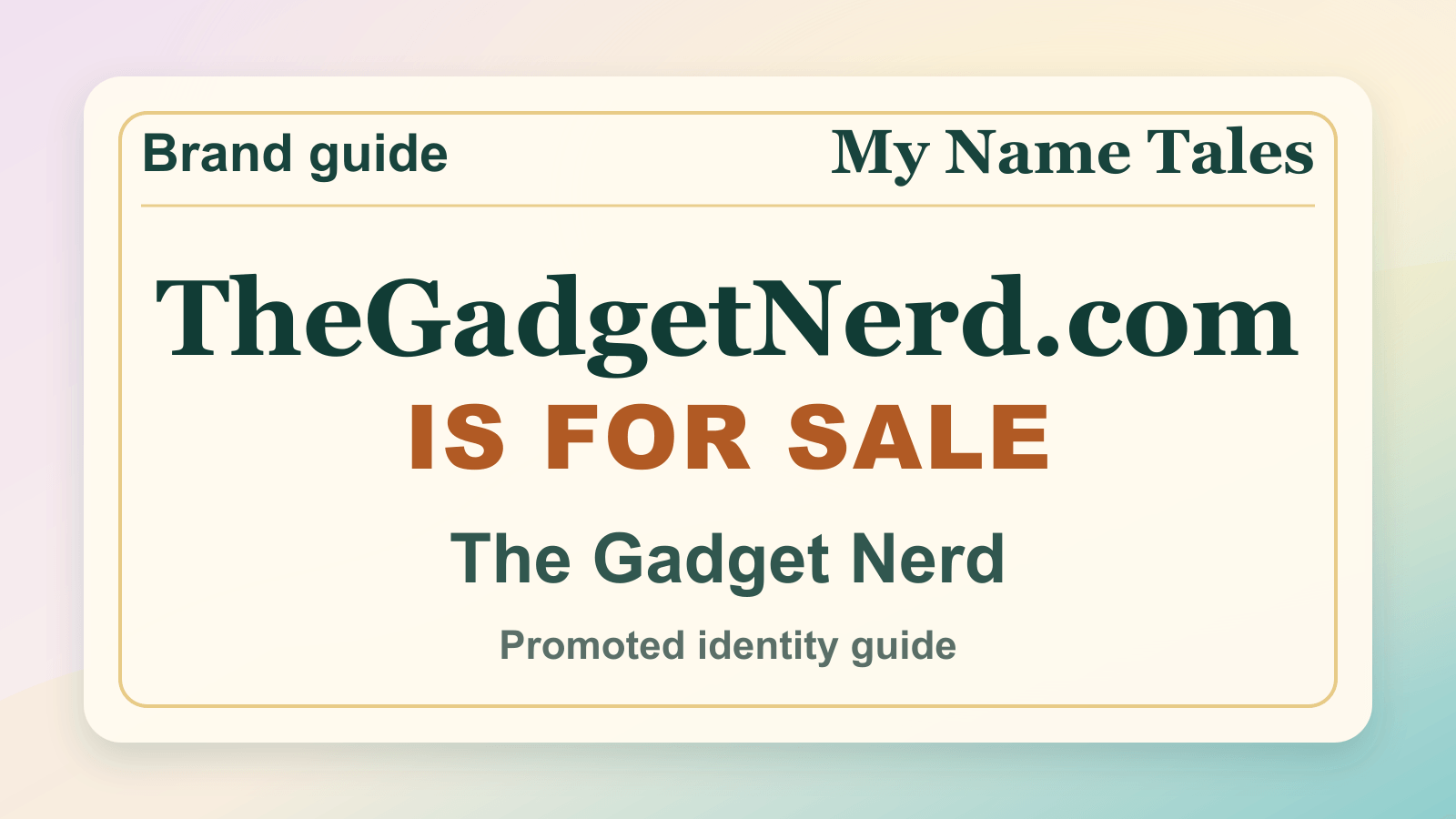 The Gadget Nerd identity guide image — TheGadgetNerd.com is for sale