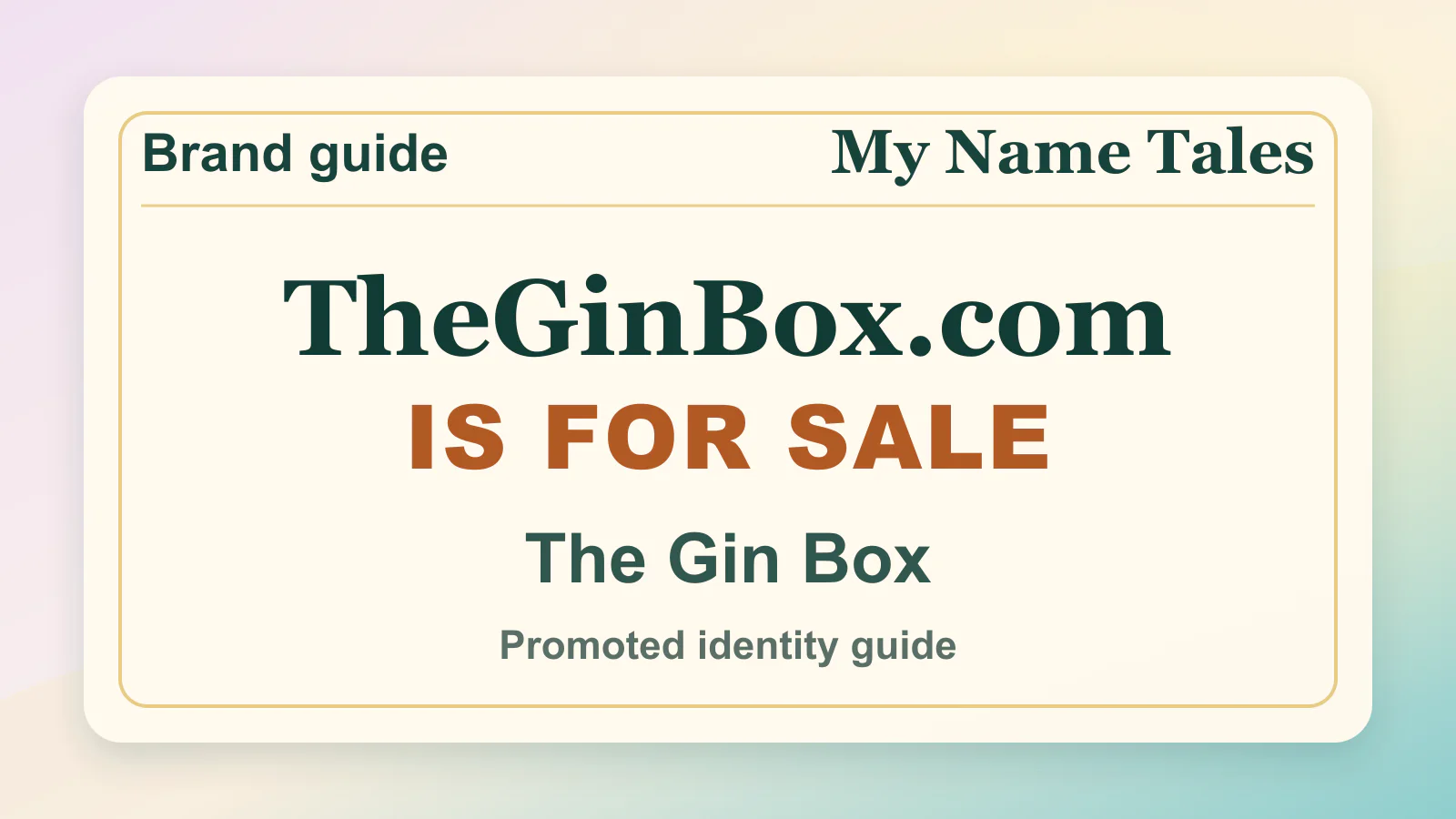 The Gin Box brandable domain guide thumbnail on My Name Tales