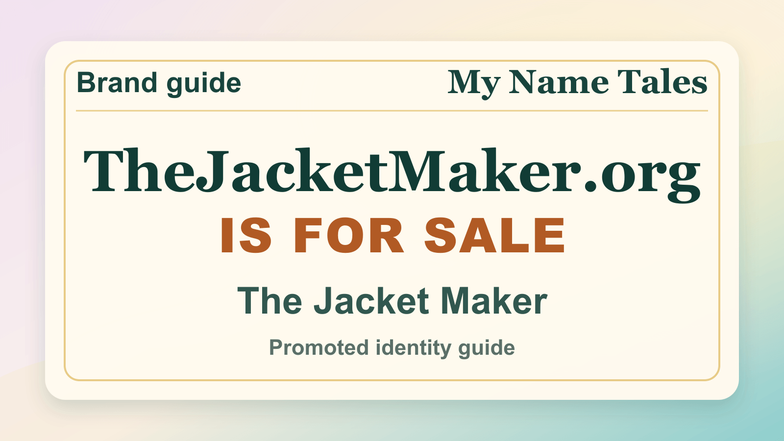 The Jacket Maker identity guide image — TheJacketMaker.org is for sale