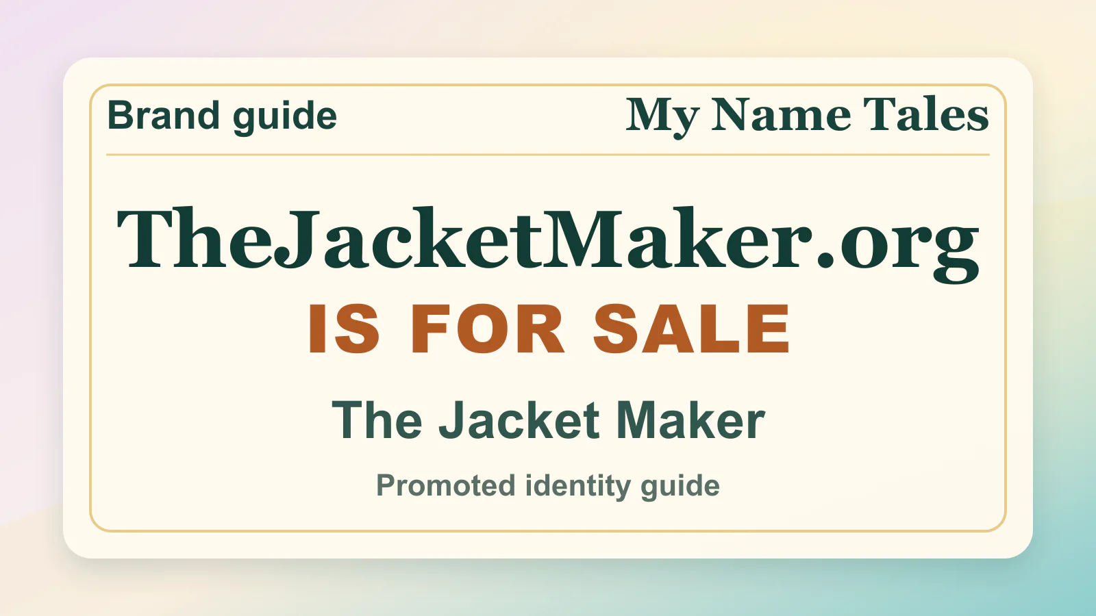 The Jacket Maker brandable domain guide thumbnail on My Name Tales
