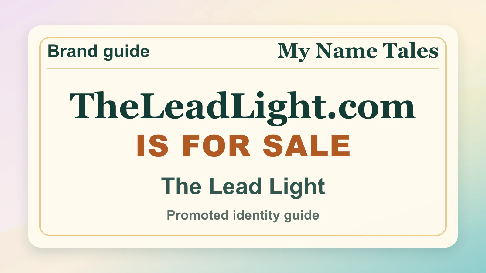 The Lead Light brandable domain guide thumbnail on My Name Tales