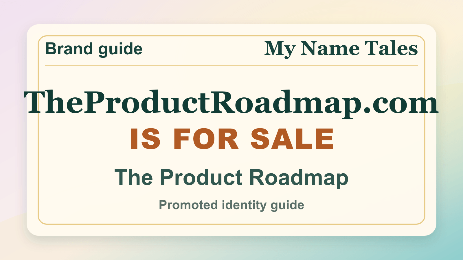 The Product Roadmap identity guide image — TheProductRoadmap.com is for sale