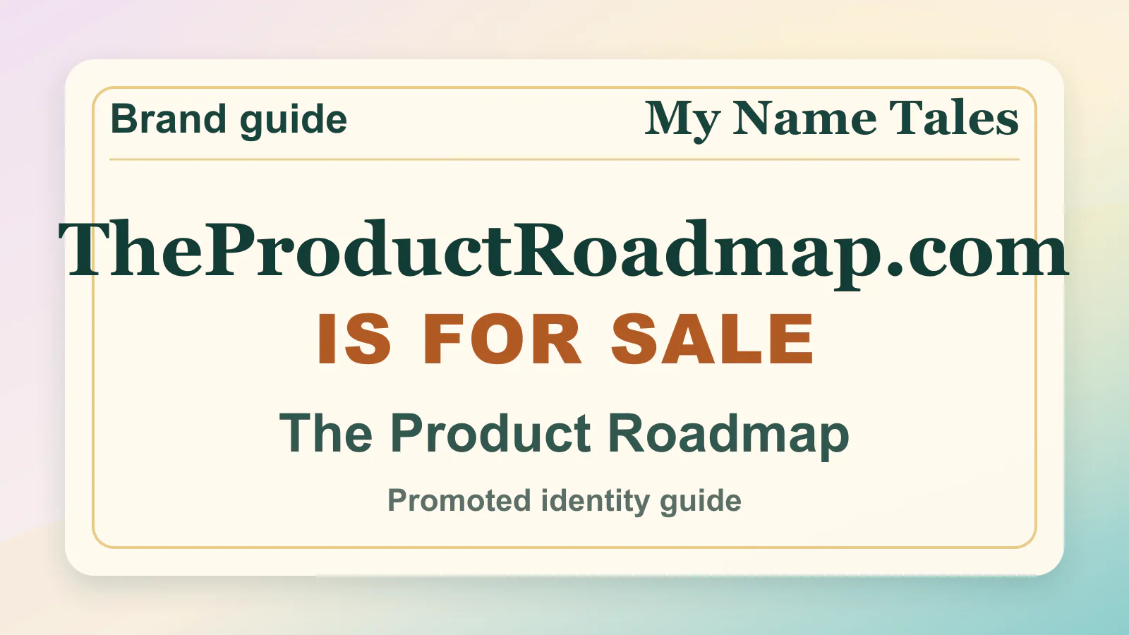 The Product Roadmap brandable domain guide thumbnail on My Name Tales