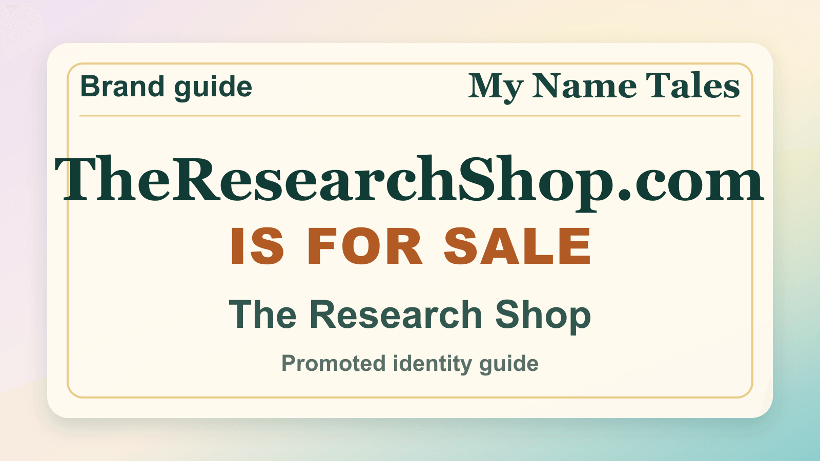 The Research Shop identity guide image — TheResearchShop.com is for sale