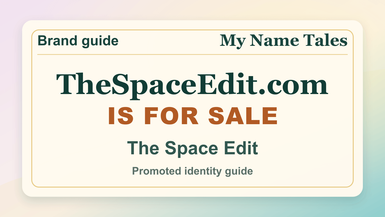 The Space Edit identity guide image — TheSpaceEdit.com is for sale