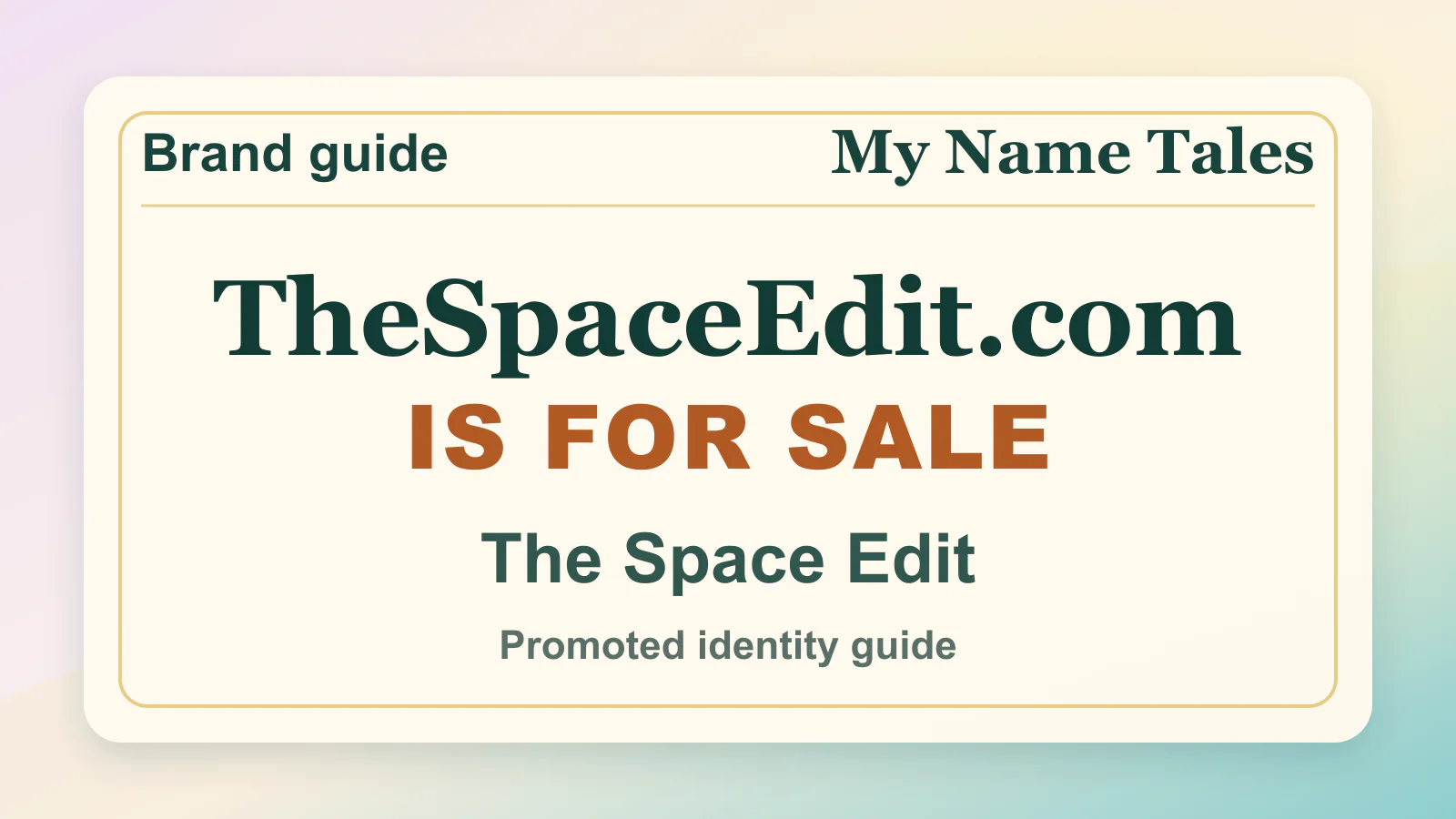 The Space Edit brandable domain guide thumbnail on My Name Tales