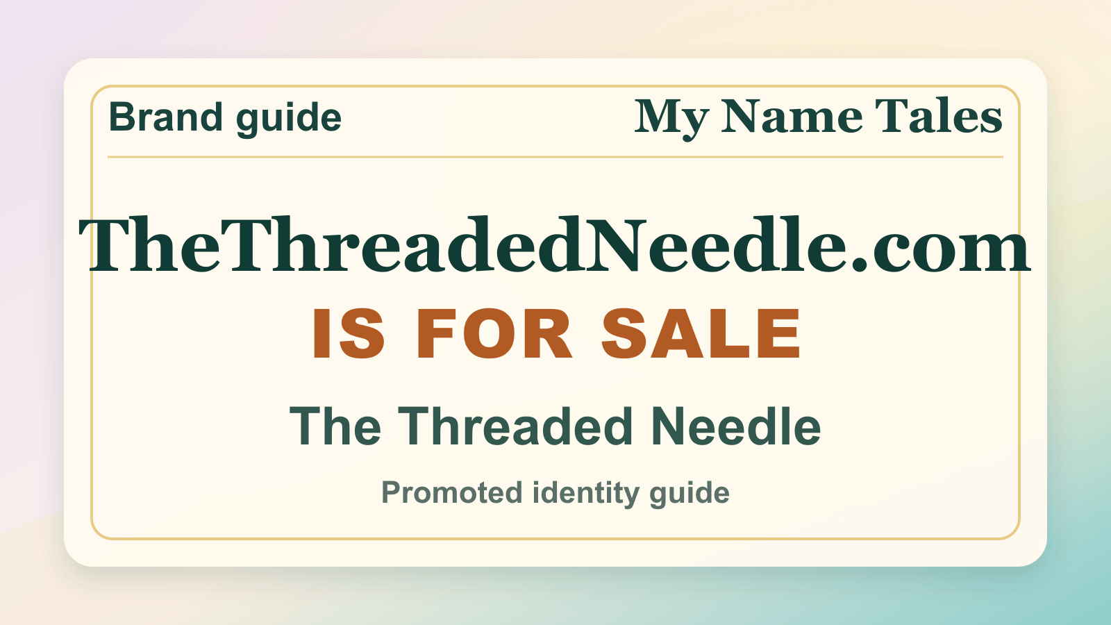 The Threaded Needle identity guide image — TheThreadedNeedle.com is for sale