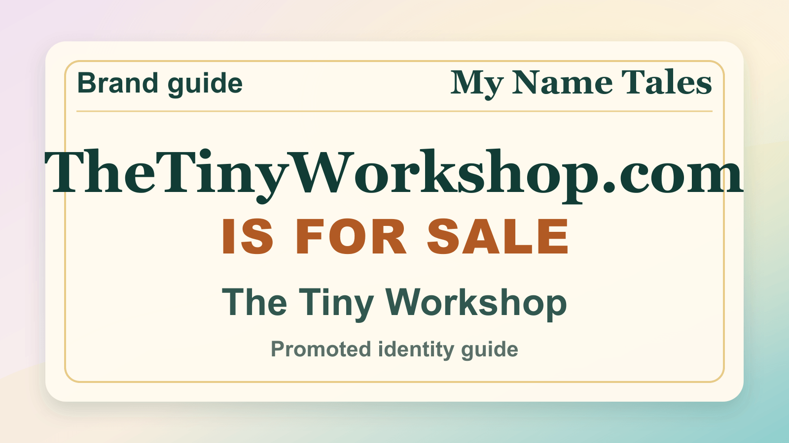 The Tiny Workshop identity guide image — TheTinyWorkshop.com is for sale