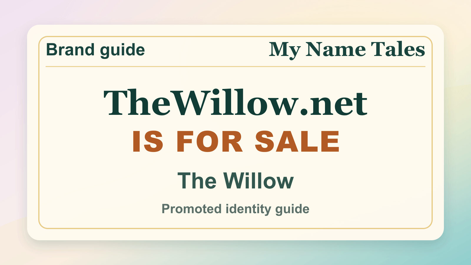 The Willow identity guide image — TheWillow.net is for sale