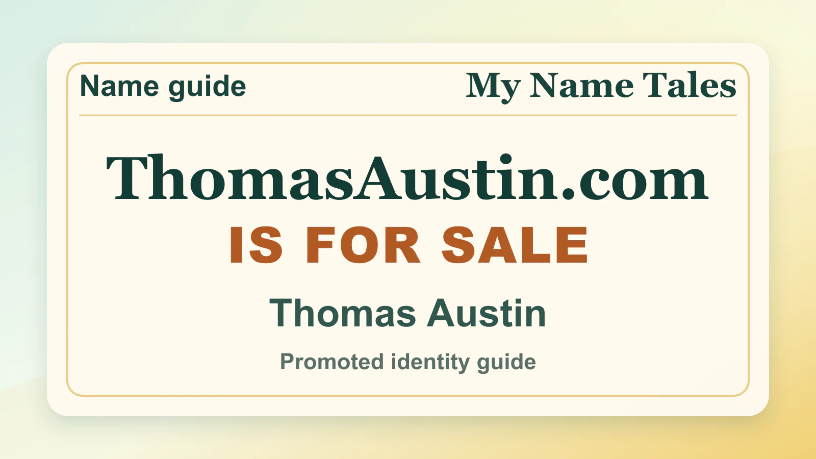 Thomas Austin personal name guide thumbnail on My Name Tales