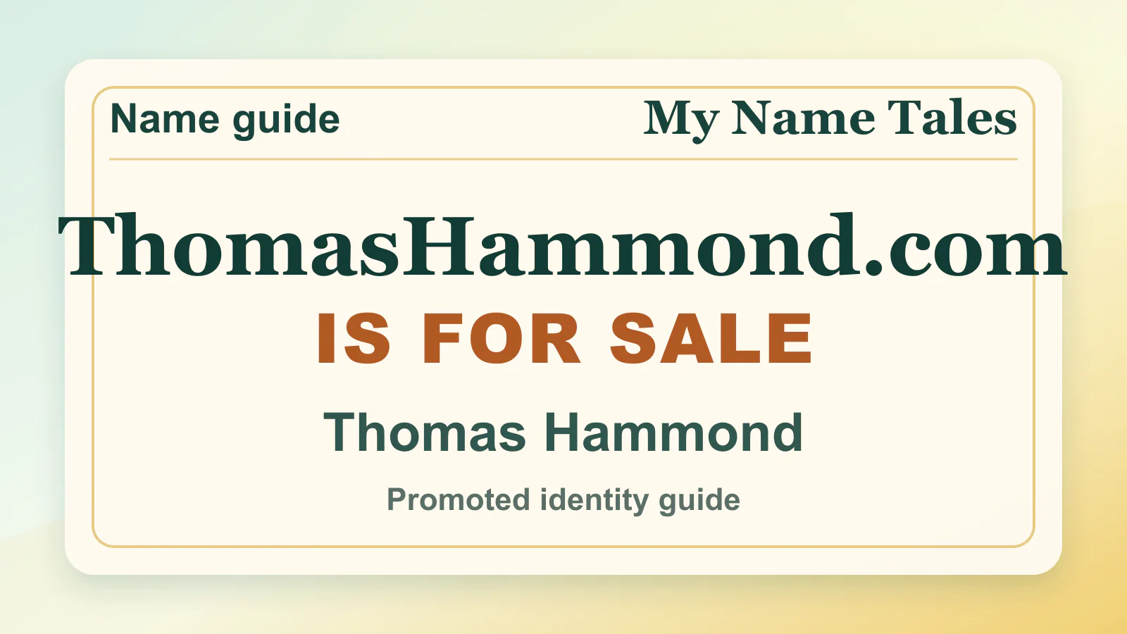 Thomas Hammond personal name guide thumbnail on My Name Tales