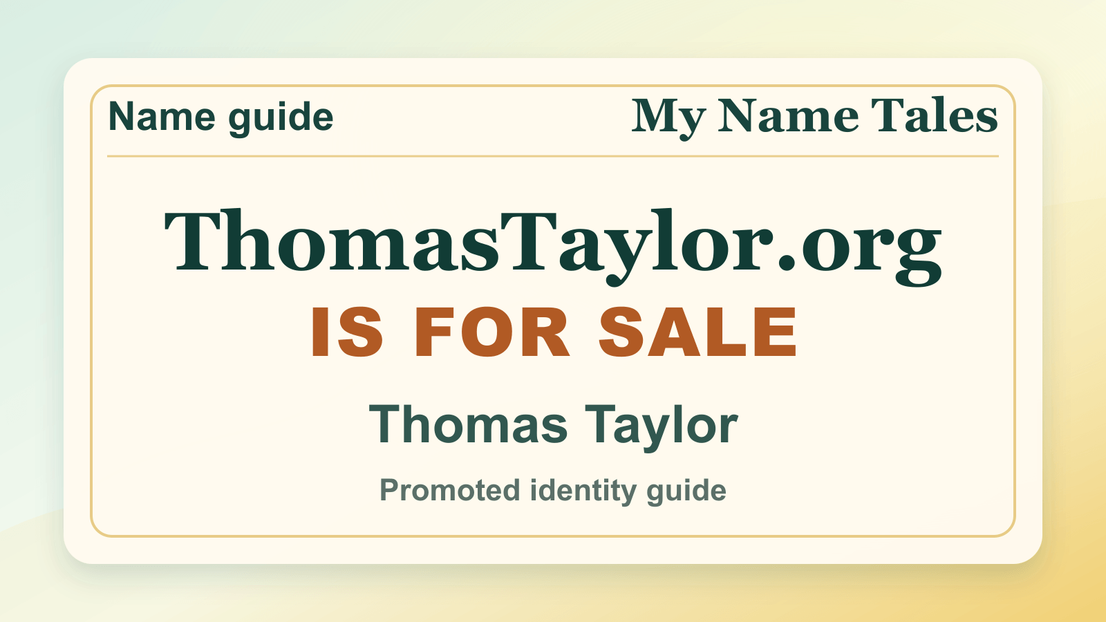 Thomas Taylor identity guide image — ThomasTaylor.org is for sale