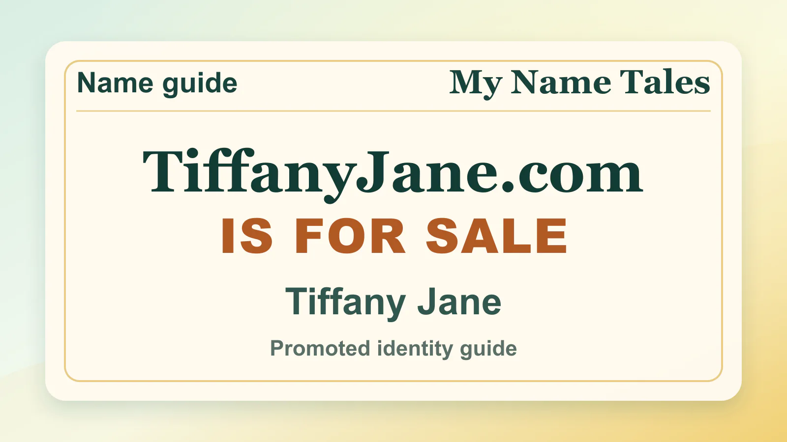 Tiffany Jane personal name guide thumbnail on My Name Tales