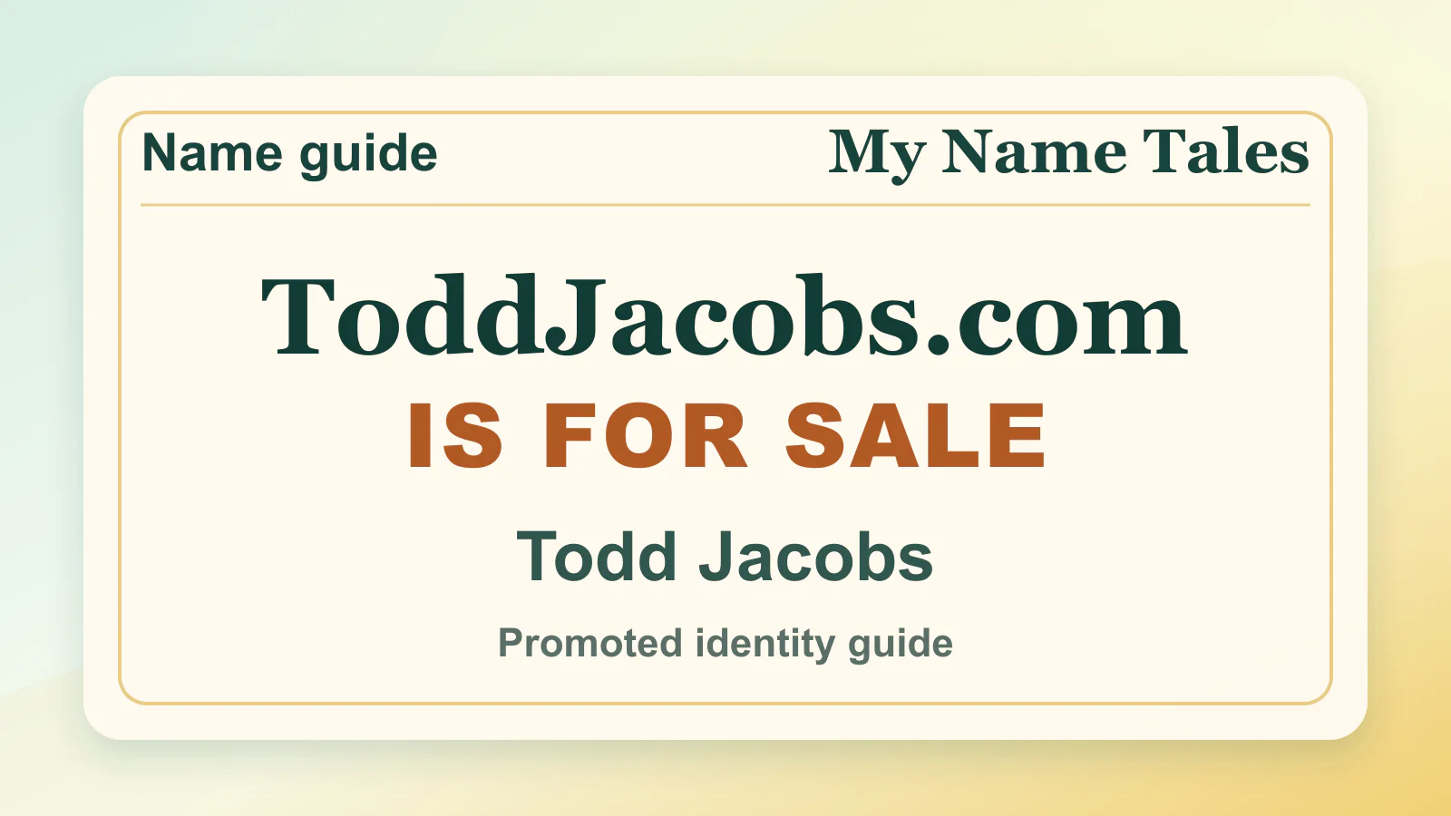 Todd Jacobs personal name guide thumbnail on My Name Tales