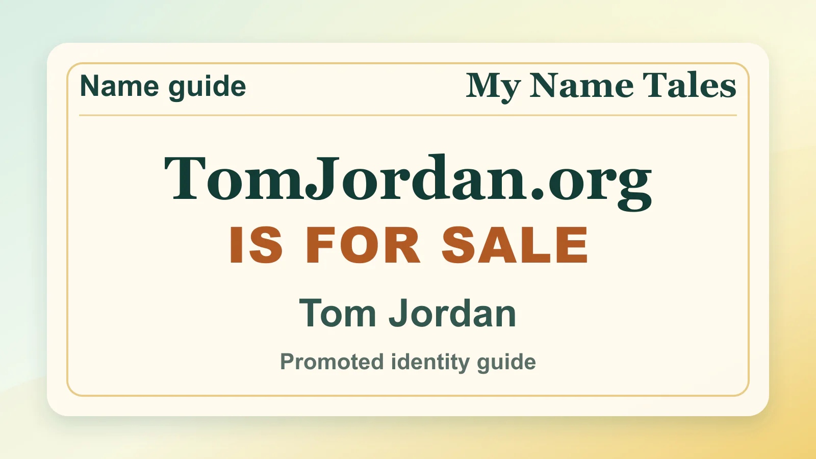 Tom Jordan personal name guide thumbnail on My Name Tales