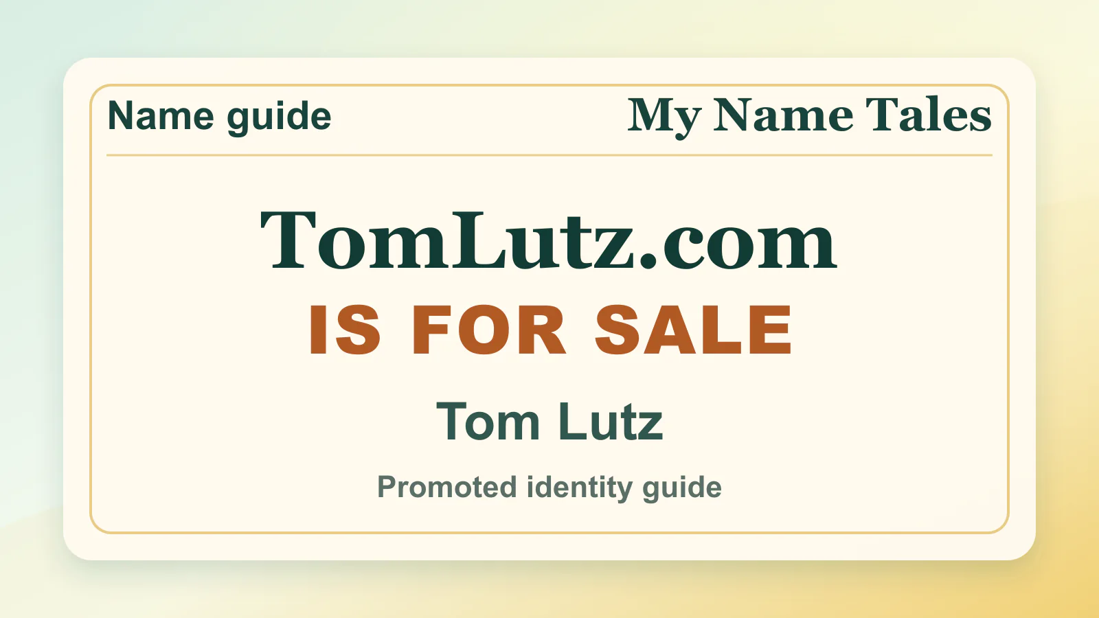 Tom Lutz personal name guide thumbnail on My Name Tales