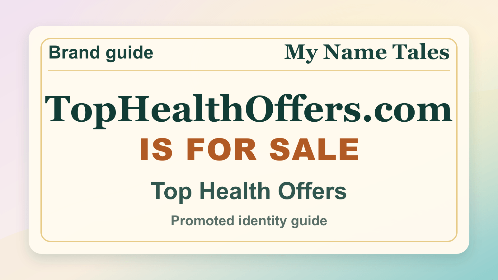Top Health Offers identity guide image — TopHealthOffers.com is for sale