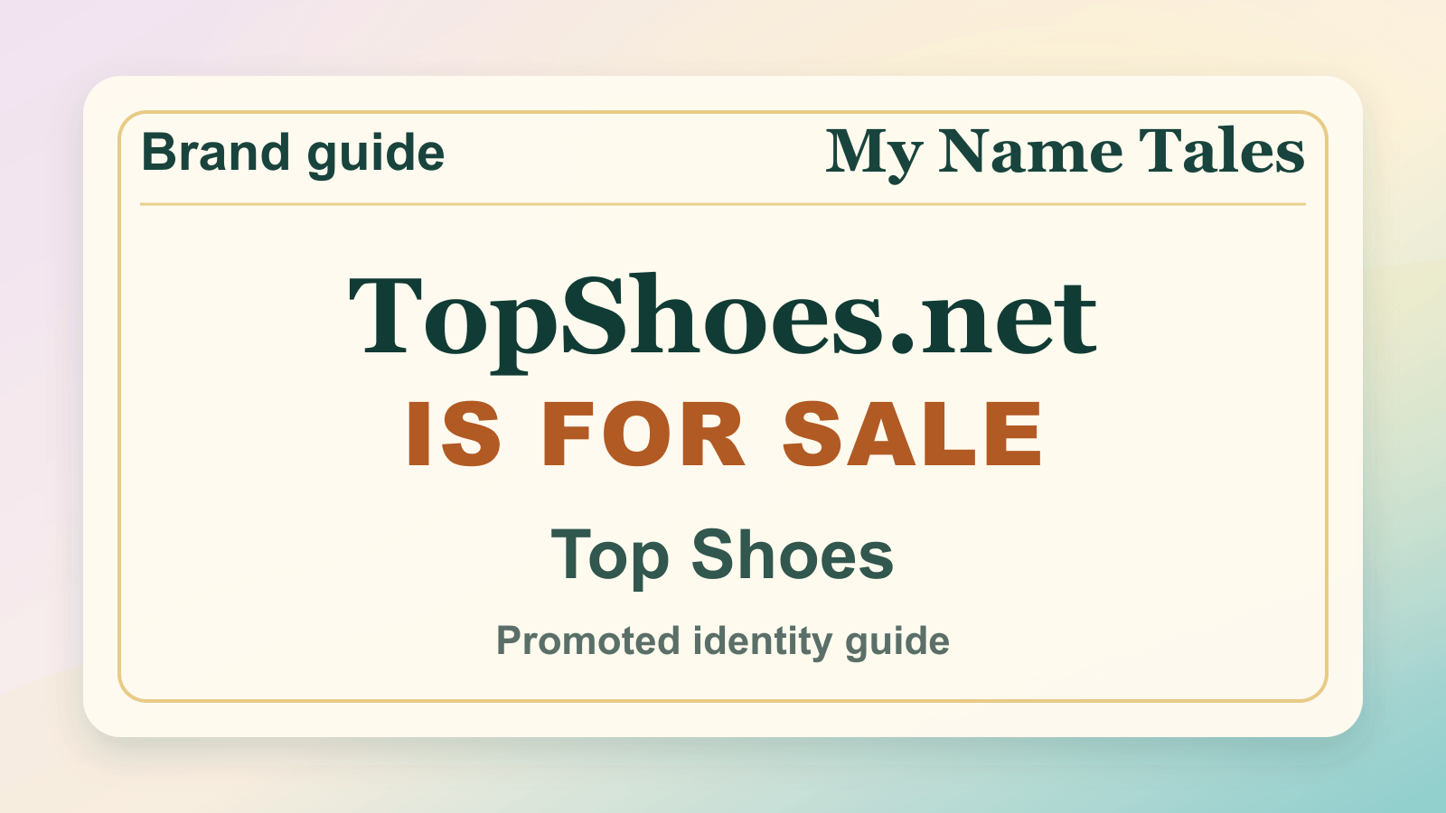 Top Shoes identity guide image — TopShoes.net is for sale