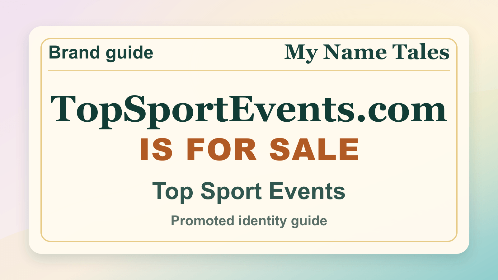 Top Sport Events identity guide image — TopSportEvents.com is for sale